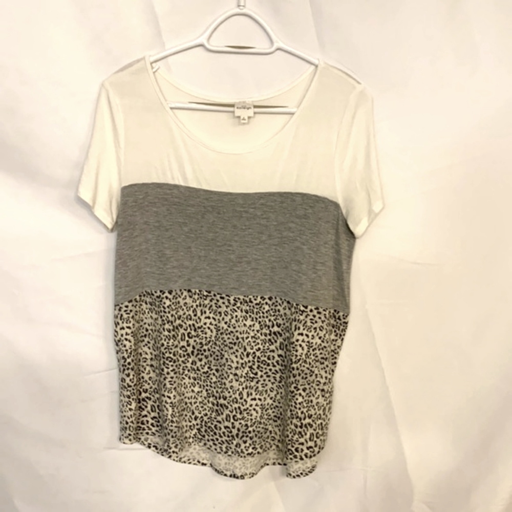 Kaileigh Shirt Animal Print & Gray. Sz Medium